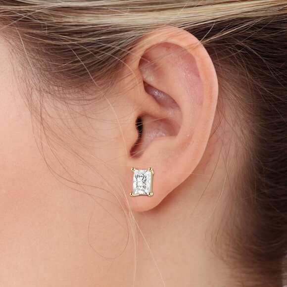 Elegant 18K Gold Plated S925 Sterling Silver Cubic Zirconia Stud Earrings for Wo - Picture 2 of 7